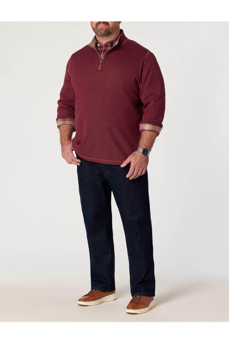 Big & Tall Heathered Large Plaid Sport Shirt V2, Alternate, color, BURGUNDY