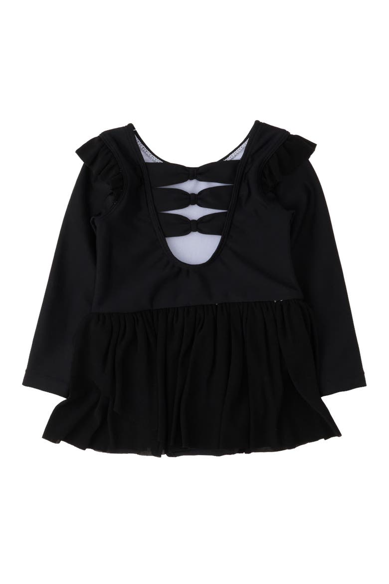 Flutter Long Sleeve Leotard, Alternate, color, Black