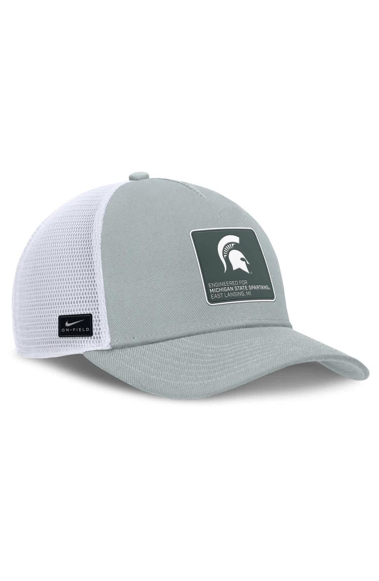 Nike Men's Nike Silver/White Michigan State Spartans 2025 On-Field Rise Engineered Trucker Adjustable Hat, Alternate, color, Silver