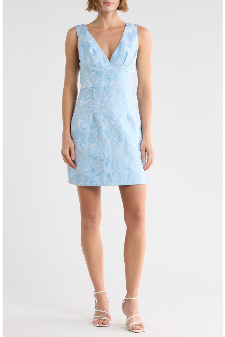 Camilla Floral Brocade Minidress, Main, color, LIGHT BLUE MULTI