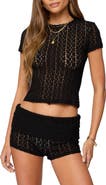 EDIKTED Rye Stretch Lace Sheer T-Shirt