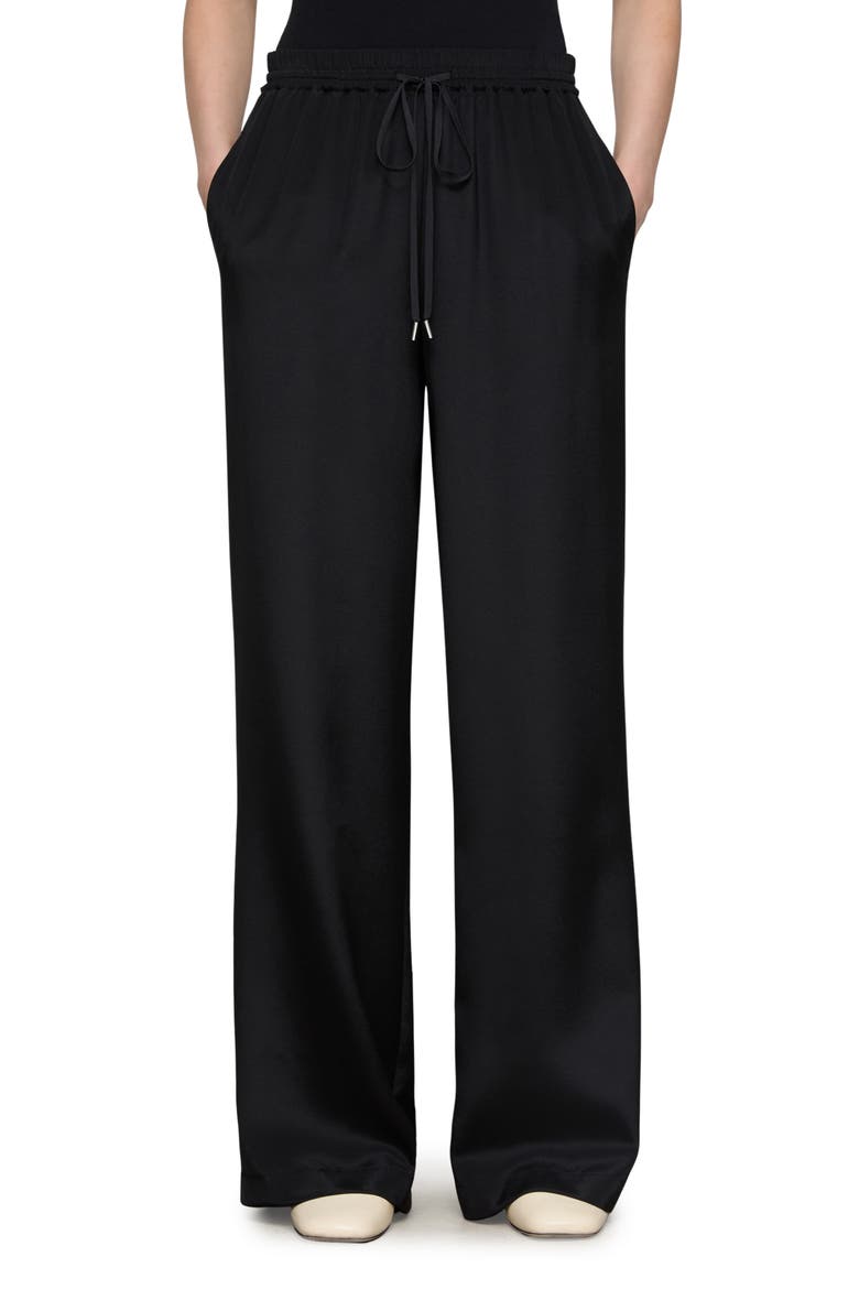 Penn Stretch Silk Wide Leg Pants, Main, color, BLACK