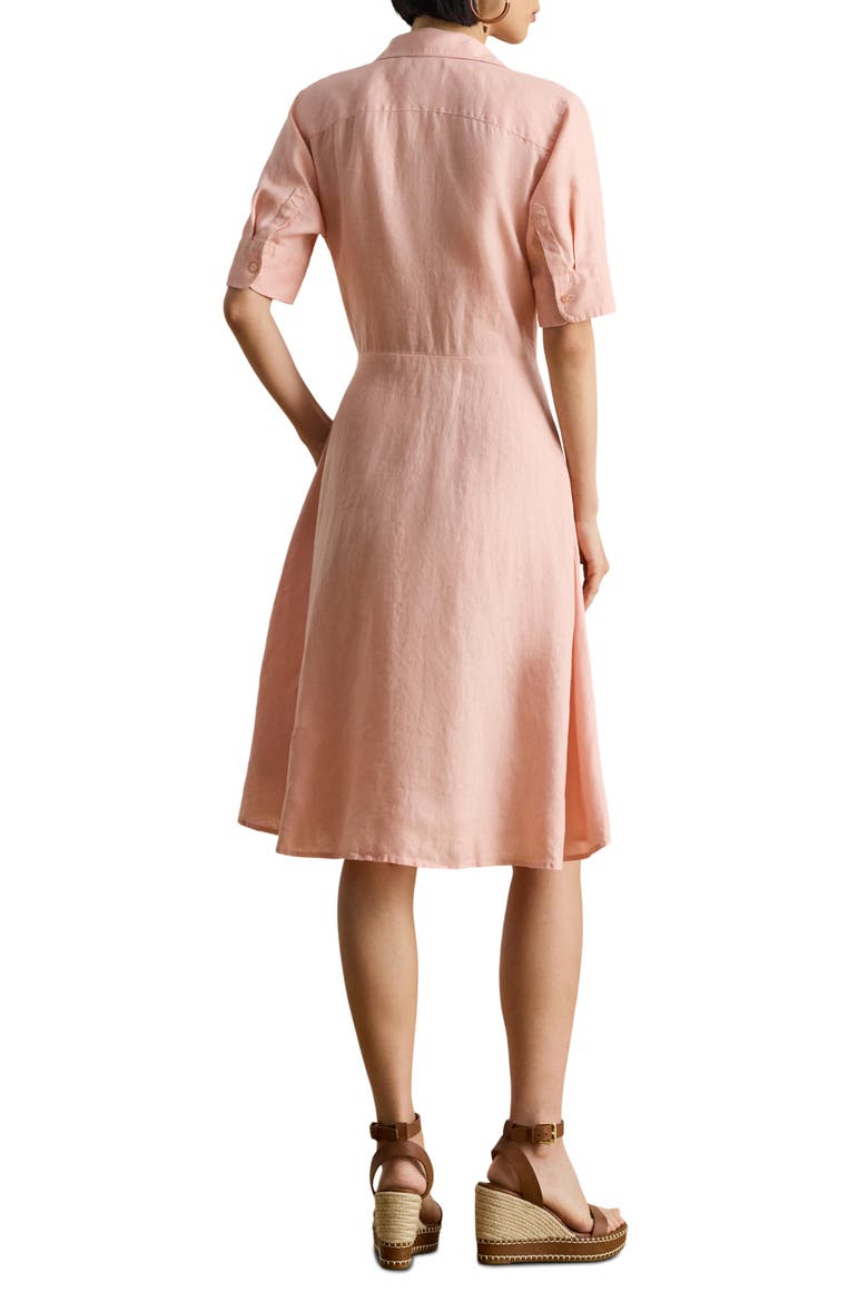 Tie Front Linen Shirtdress, Alternate, color, PINK RHODONITE