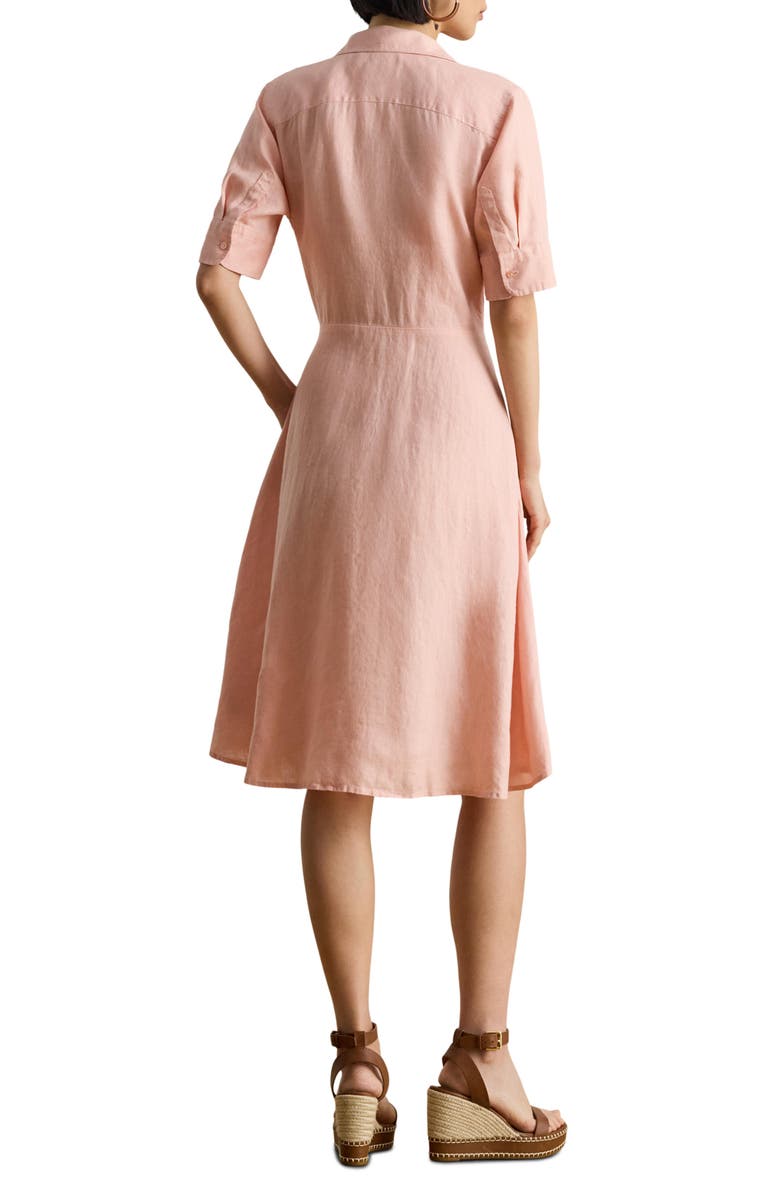 Lauren Ralph Lauren Tie Front Linen Shirtdress, Alternate, color, Pink Rhodonite