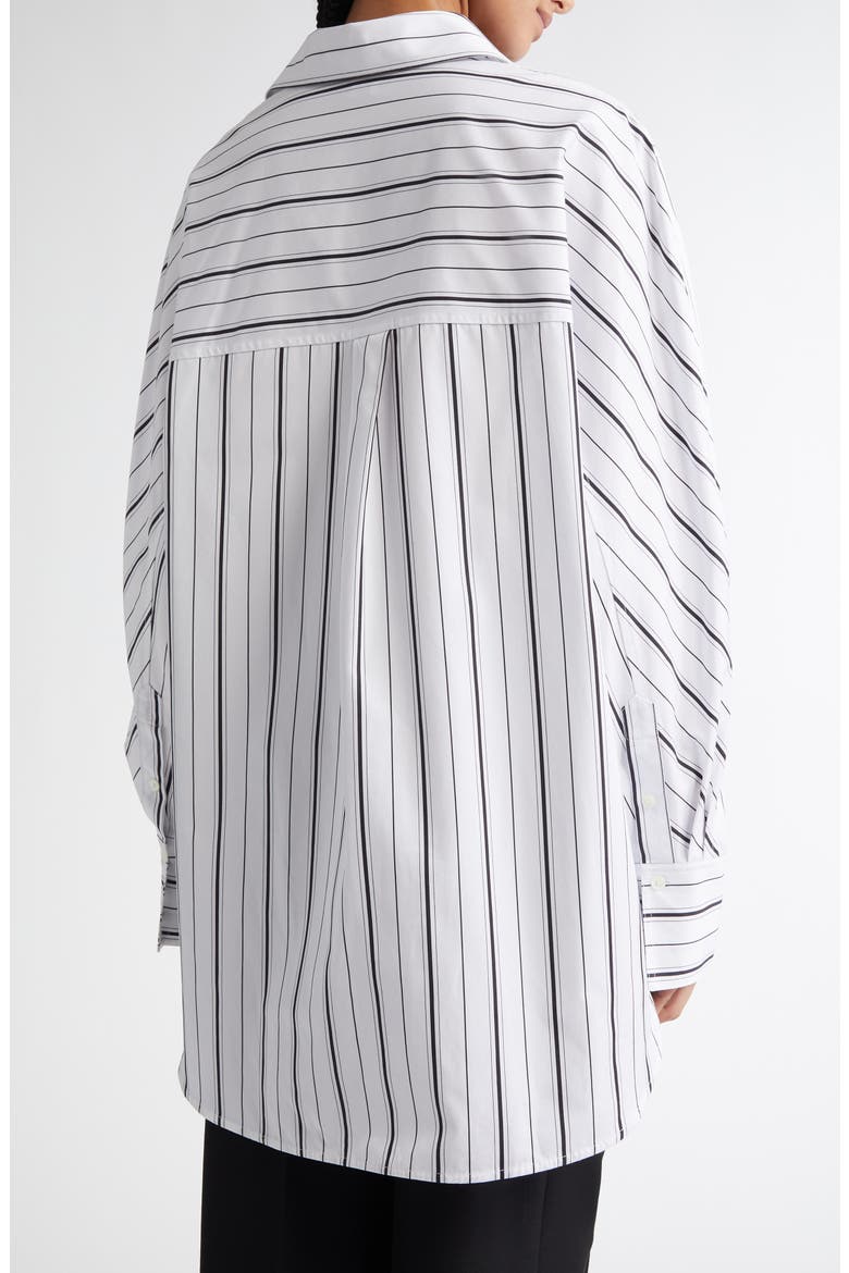 Oversize Stripe Organic Cotton Poplin Button-Up Shirt, Alternate, color, WHITE/ BLACK