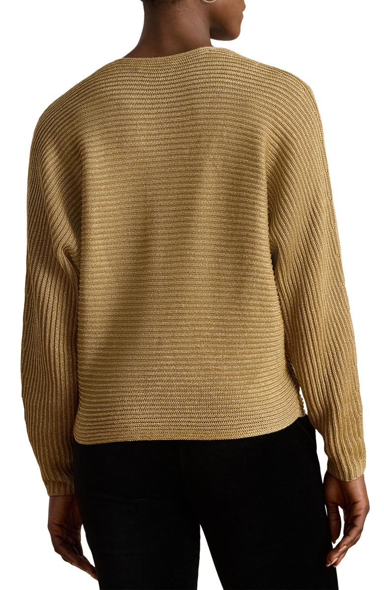 Lauren Ralph Lauren Metallic Rib Dolman Sleeve Sweater, Alternate, color, Relic Gold Metallic
