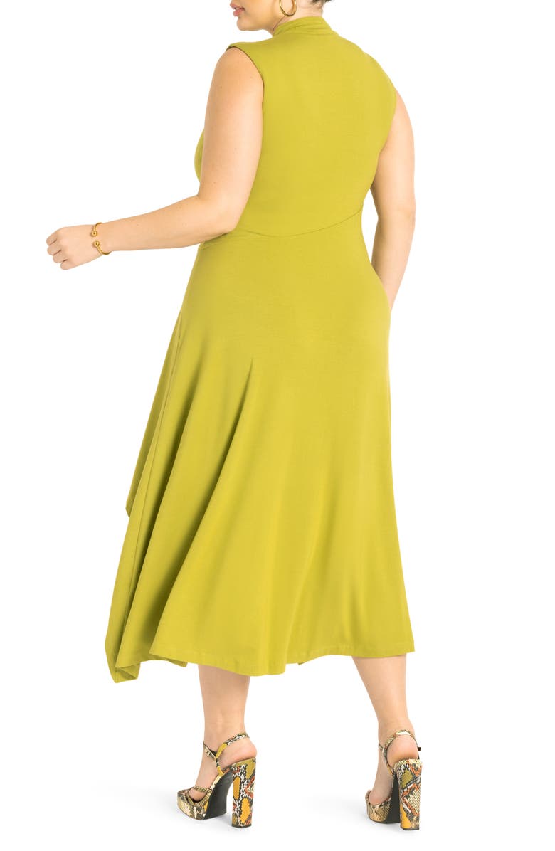 ELOQUII Asymmetric Sleeveless Stretch Jersey Dress, Alternate, color, 