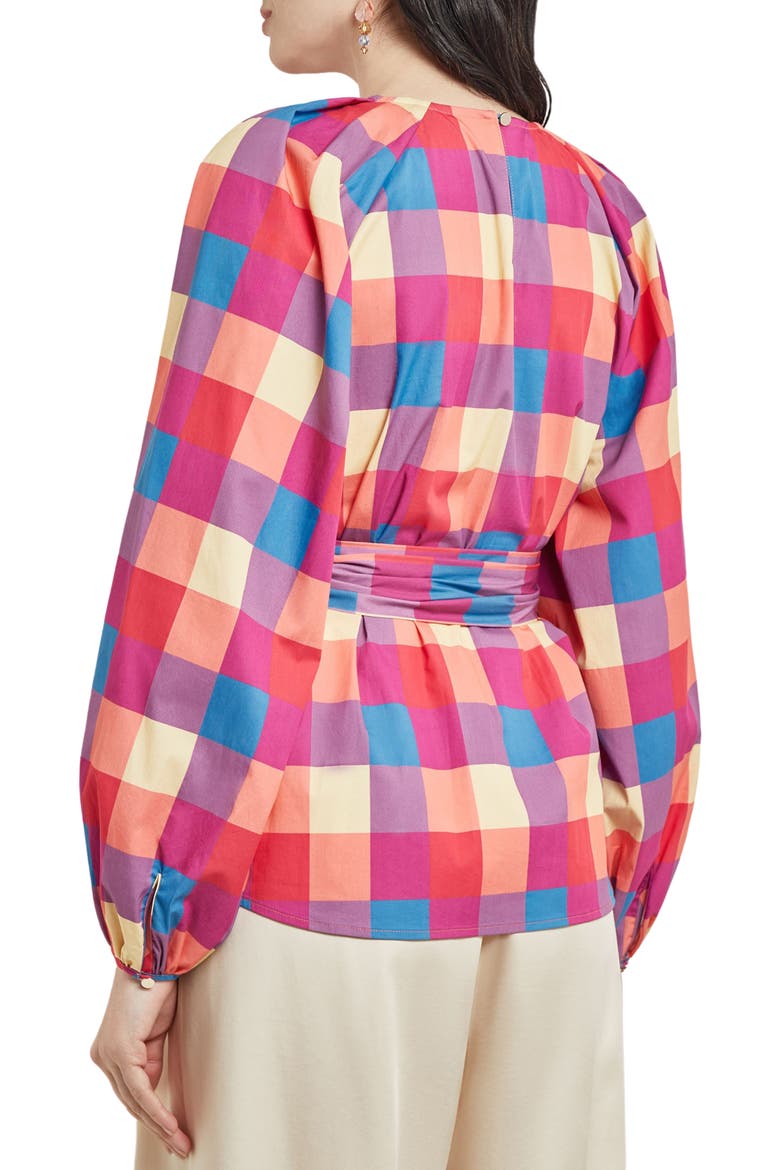 Check Tie Waist Shirt, Alternate, color, RADIANT PINK/ADRIATIC BLU/PARC