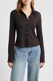 rag & bone Contrast Trim Rib Button-Up Shirt