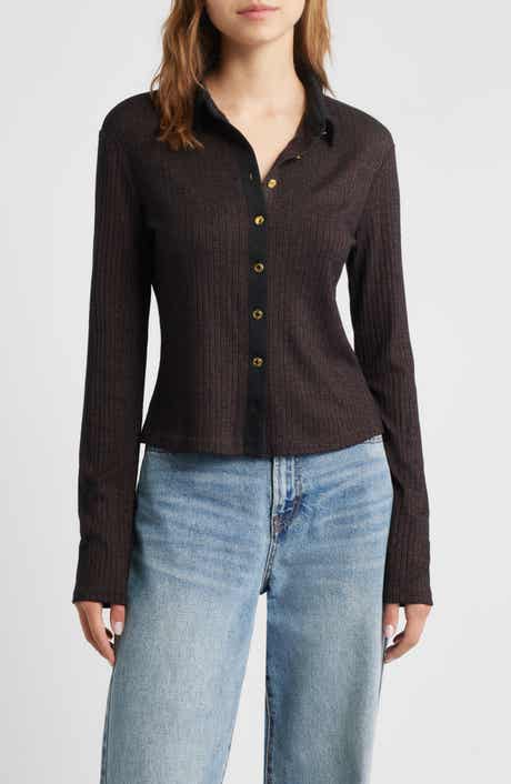rag & bone Contrast Trim Rib Button-Up Shirt