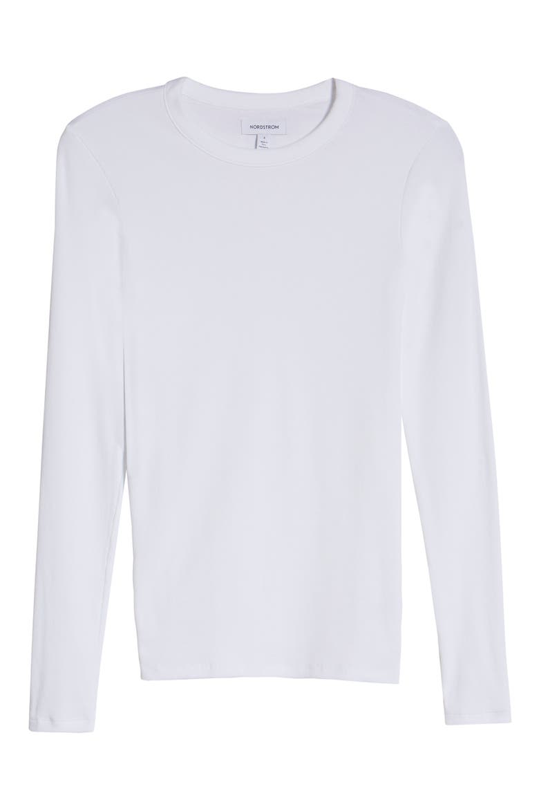 Everyday Stretch Pima Cotton Ribbed T-Shirt, Alternate, color, WHITE