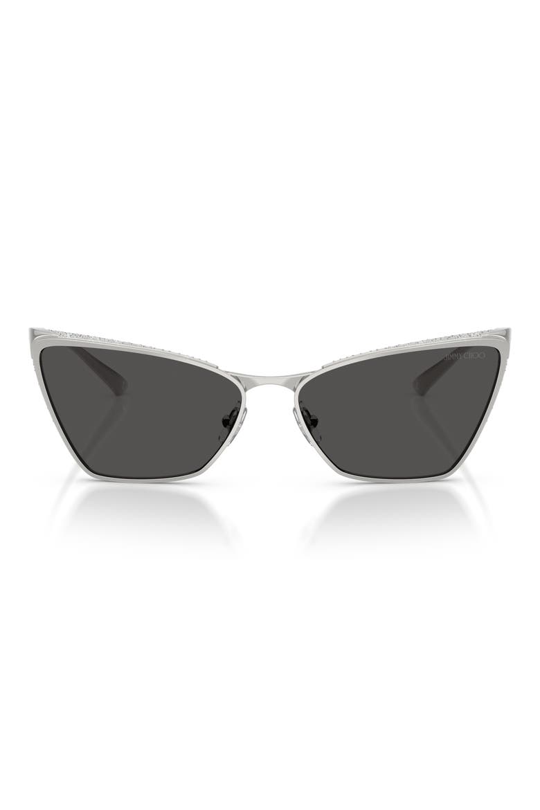 58mm Cat Eye Sunglasses, Main, color, SILVER/ DARK GREY