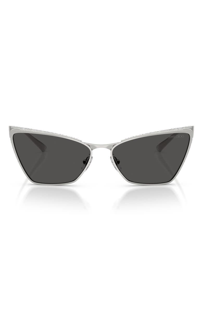Jimmy Choo 58mm Cat Eye Sunglasses, Main, color, Silver/ Dark Grey
