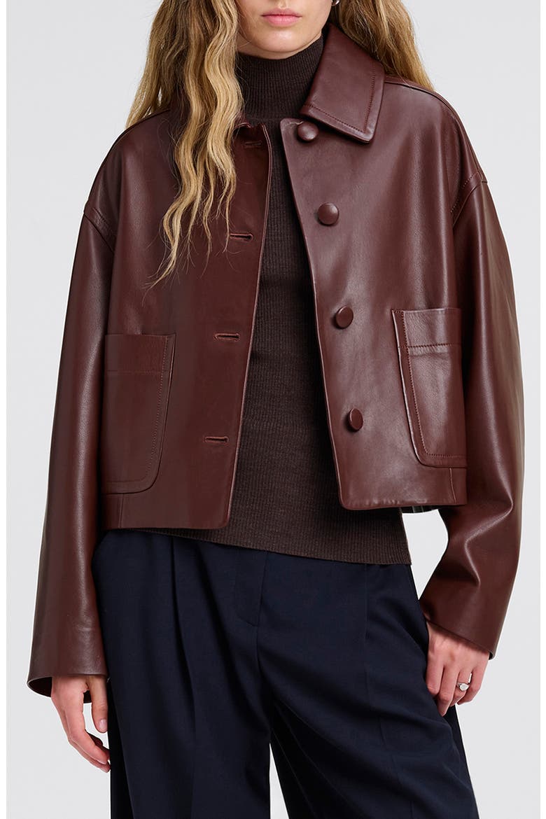 Brooks Leather Jacket, Main, color, MILK CHOCOLATE