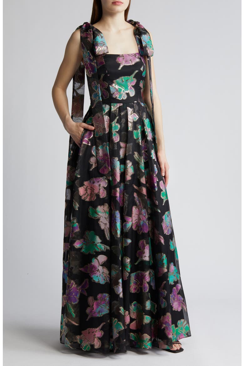 Devalin Floral Jacquard Gown, Main, color, PLAYFUL PARADISE