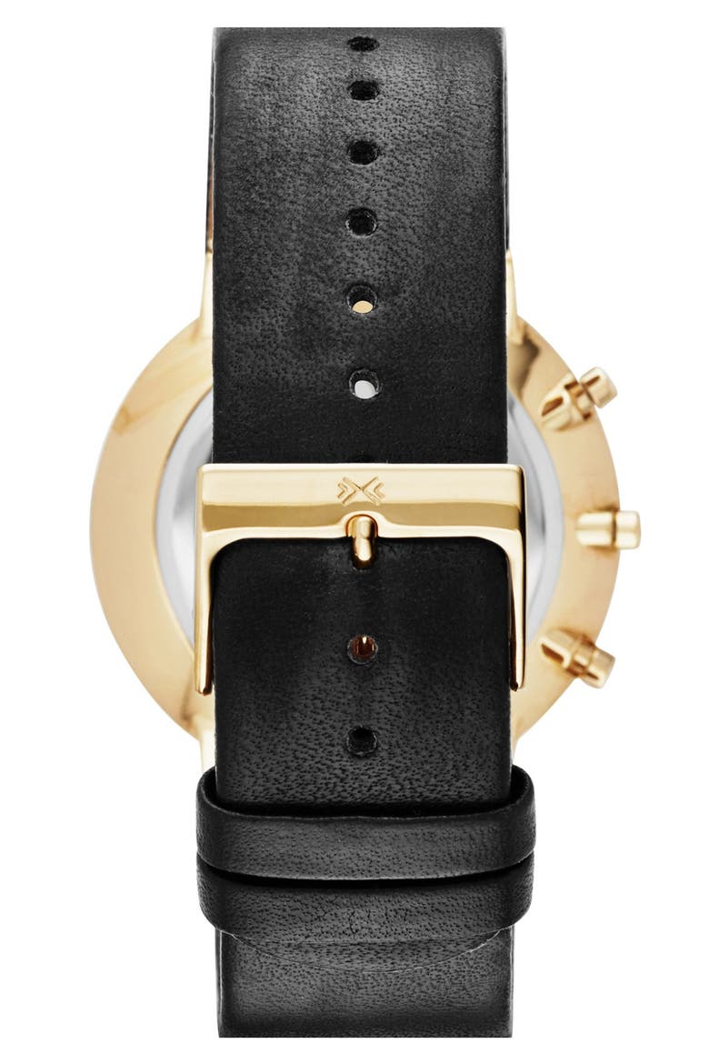 'Ancher' Chronograph Leather Strap Watch, 40mm, Alternate, color, BLACK/ GOLD