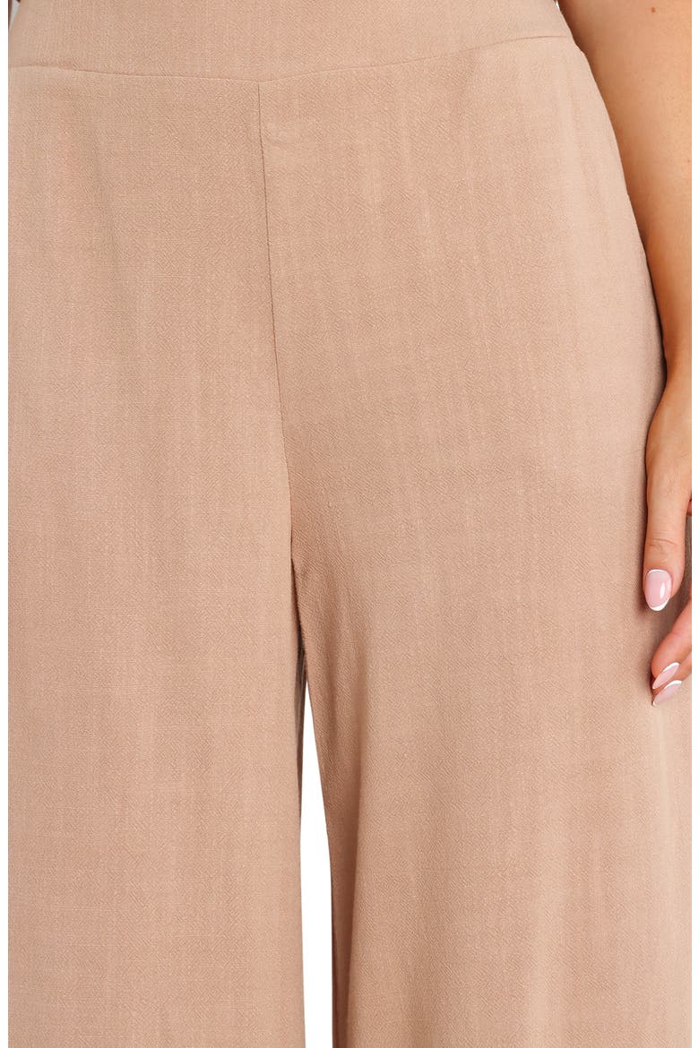 Nicola Crop Wide Leg Linen Blend Pants, Alternate, color, BROWN