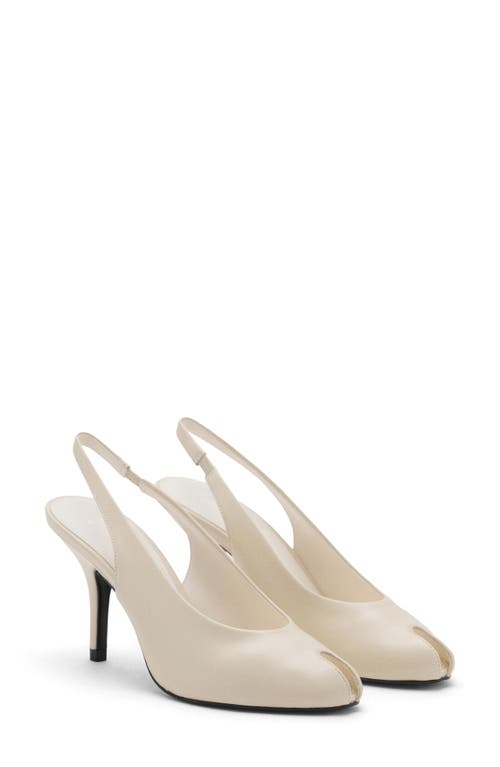 Mango Peep Toe Slingback Pump In Neutral