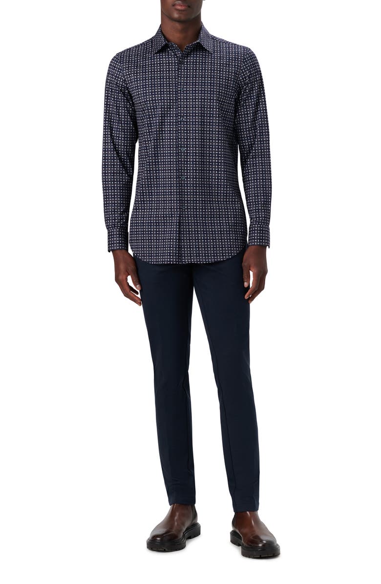 Bugatchi OoohCotton<sup>®</sup> Print Stretch Cotton Button-Up Shirt, Alternate, color, 