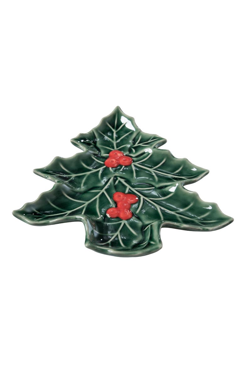 Holly Tree Decorative Christmas Plate, Alternate, color, Green