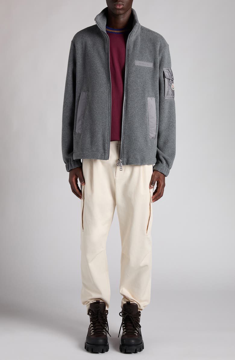 Moncler Fleece Jacket, Alternate, color, Iron Gray Melange