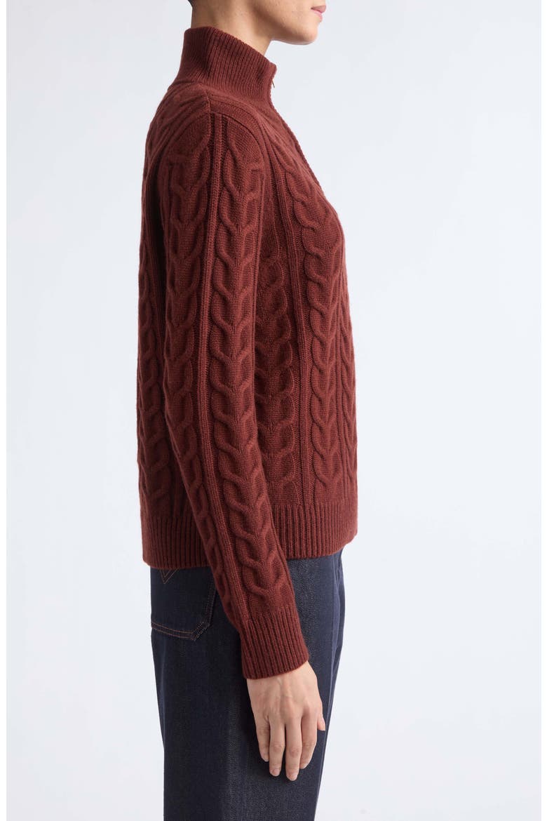 Libero Cable Knit Cashmere Quarter Zip Sweater, Alternate, color, RUST
