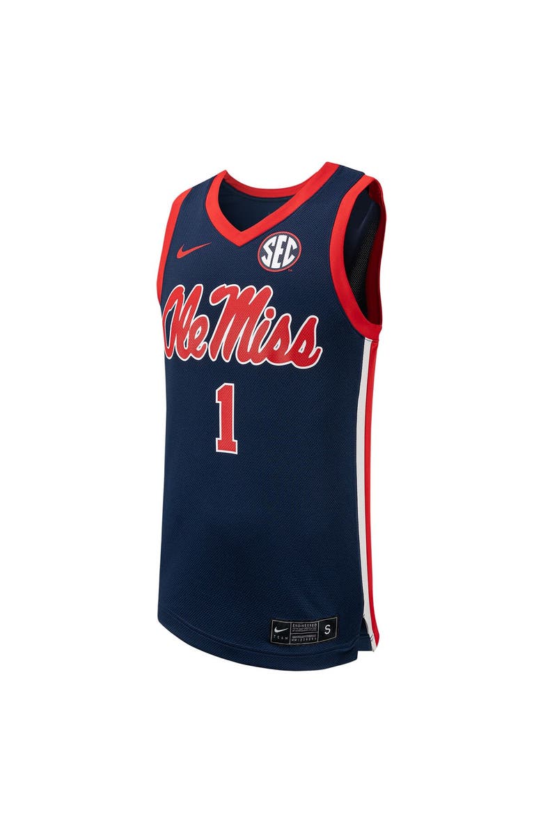 Nike Men's Nike #1 Navy Ole Miss Rebels Replica Basketball Jersey, Alternate, color, Navy