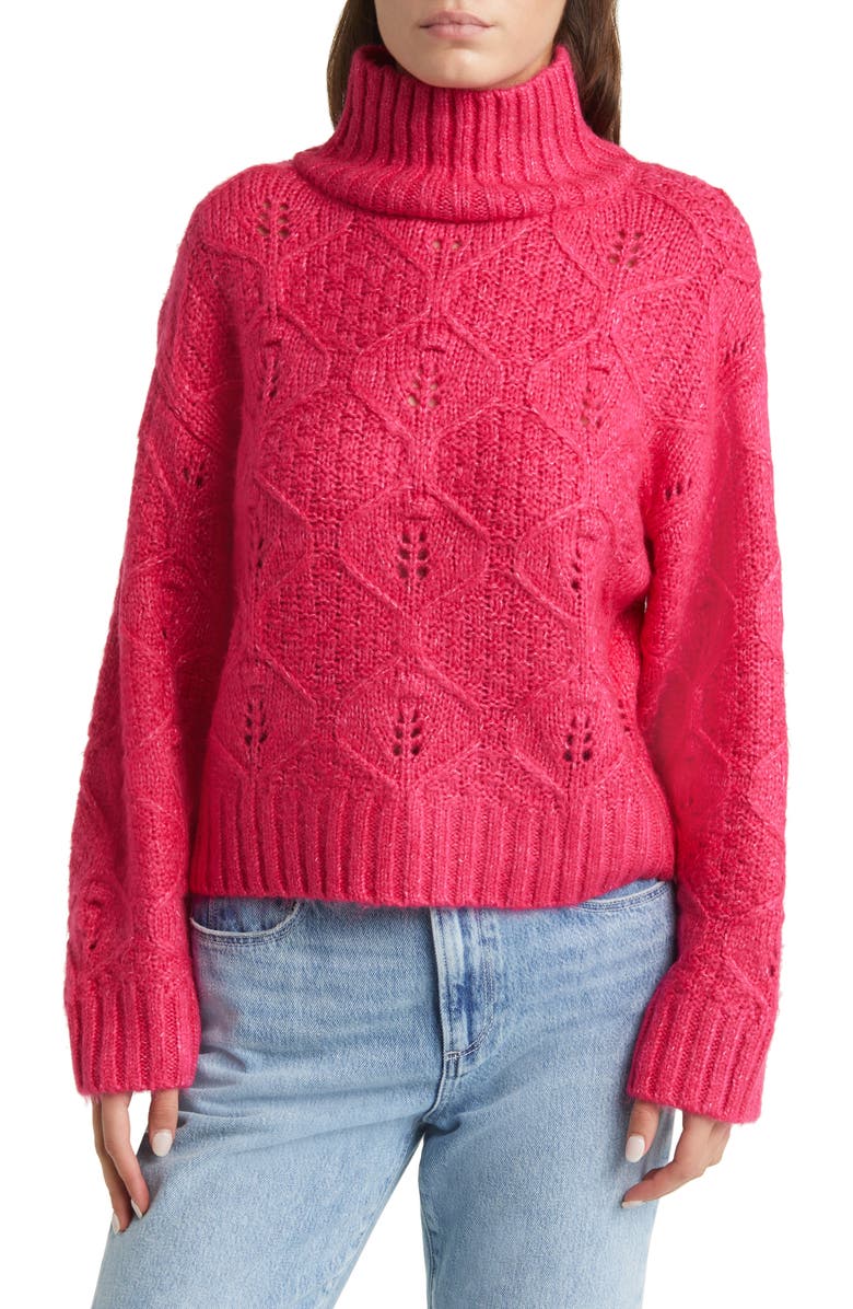 ASOS DESIGN Cable Stitch Turtleneck Sweater, Main, color, 