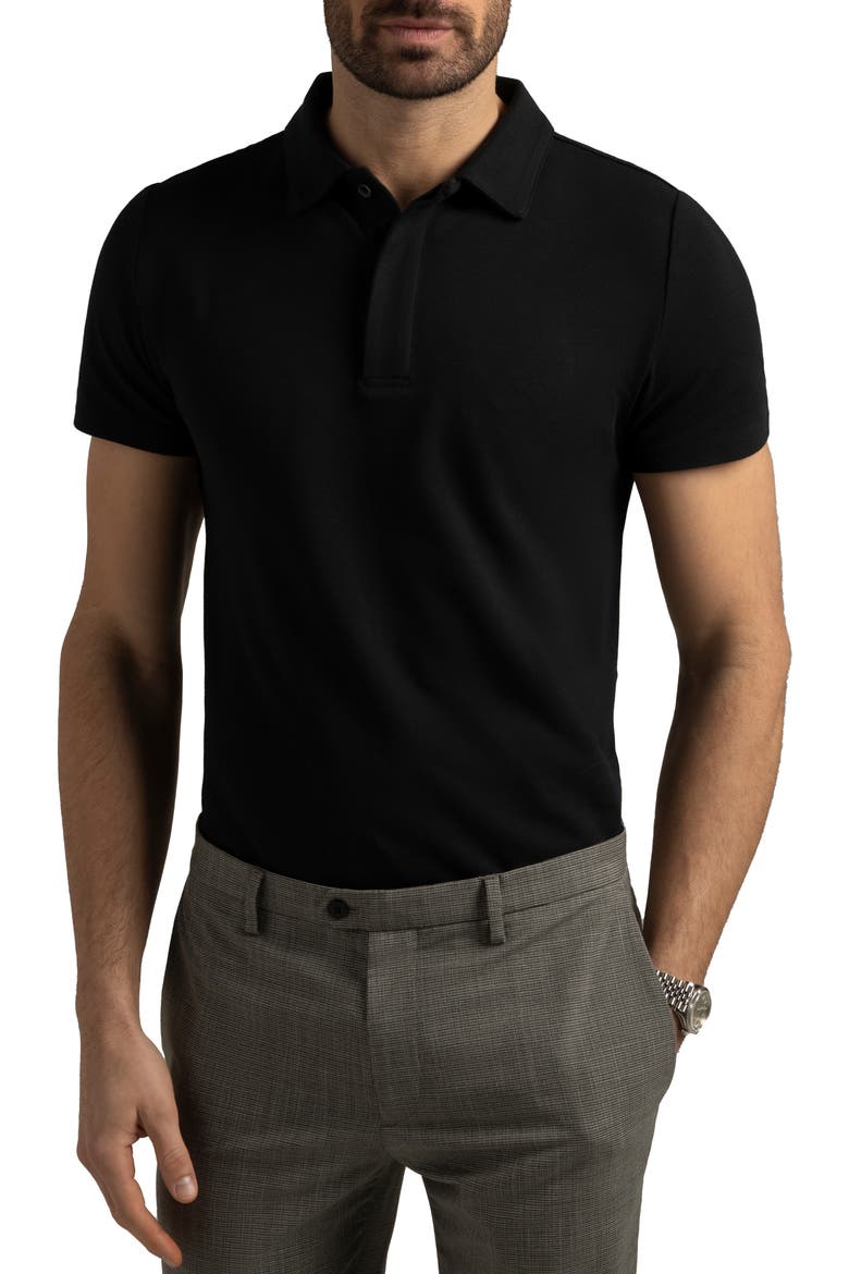 Biscayne Slim Fit Cotton Blend Piqué Golf Polo, Main, color, BLACK BEAUTY