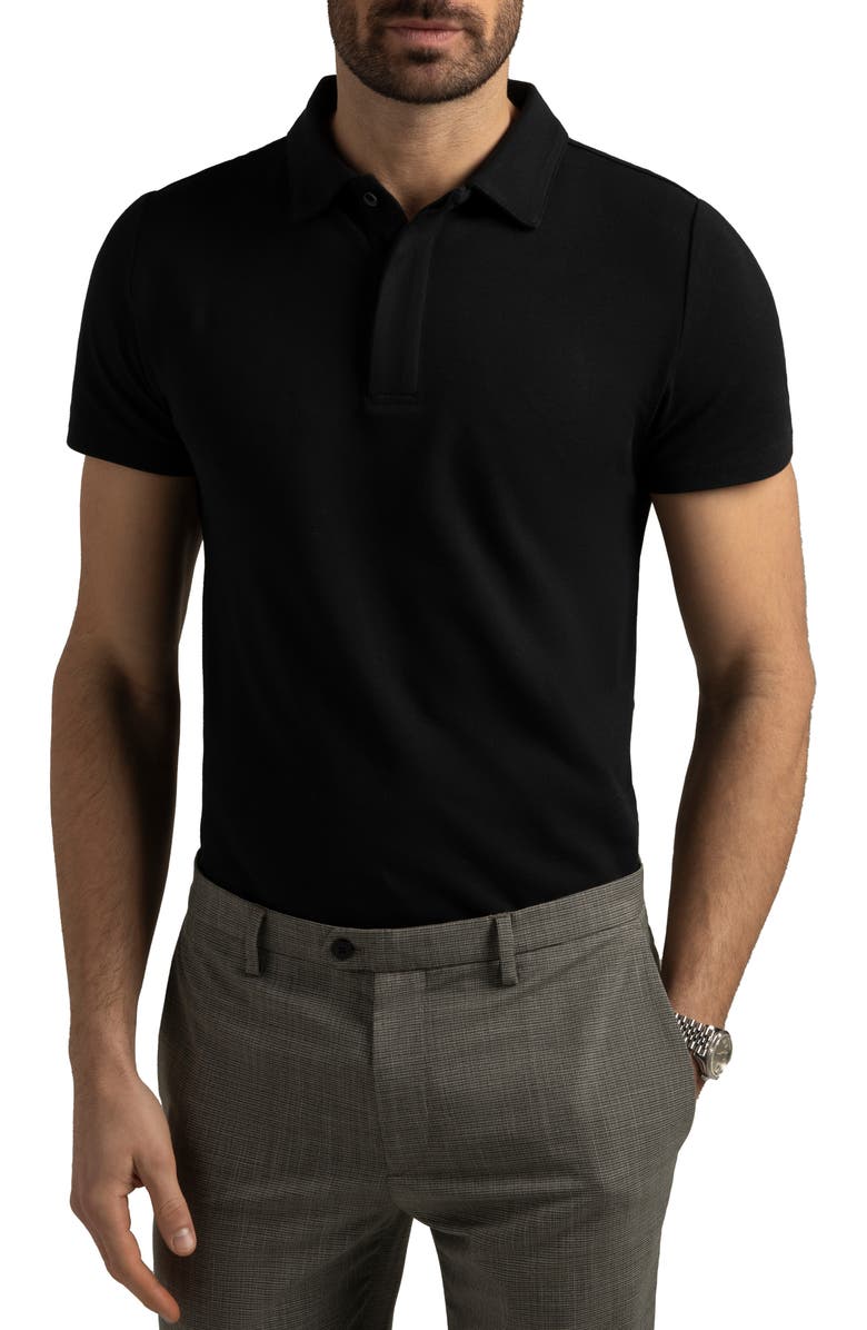 Hypernatural Biscayne Slim Fit Cotton Blend Piqué Golf Polo, Main, color, Black Beauty