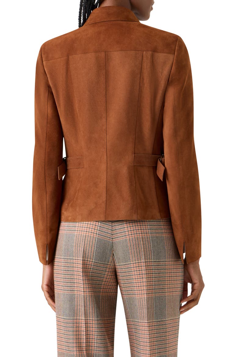 Goatskin Suede Shirt Jacket, Alternate, color, HAZEL