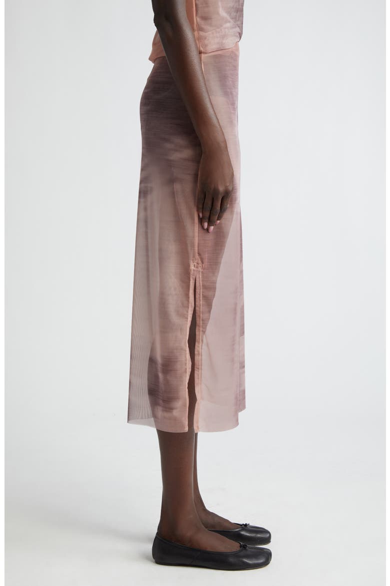 Euphoric Sheer Mesh Midi Skirt, Alternate, color, BROWN PRINT MULTI