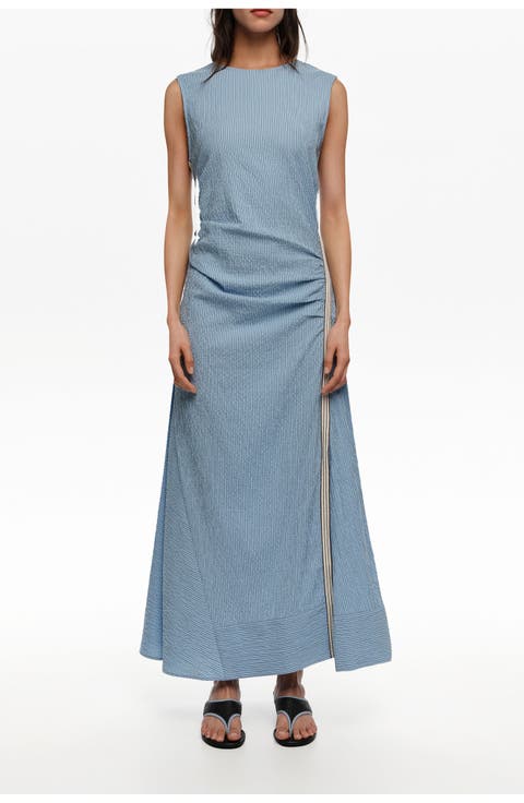 Sleeveless Dress With Striped Overlay Strap