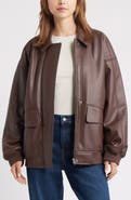 Open Edit Oversize Faux Leather Jacket