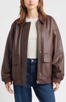 Open Edit Oversize Faux Leather Jacket