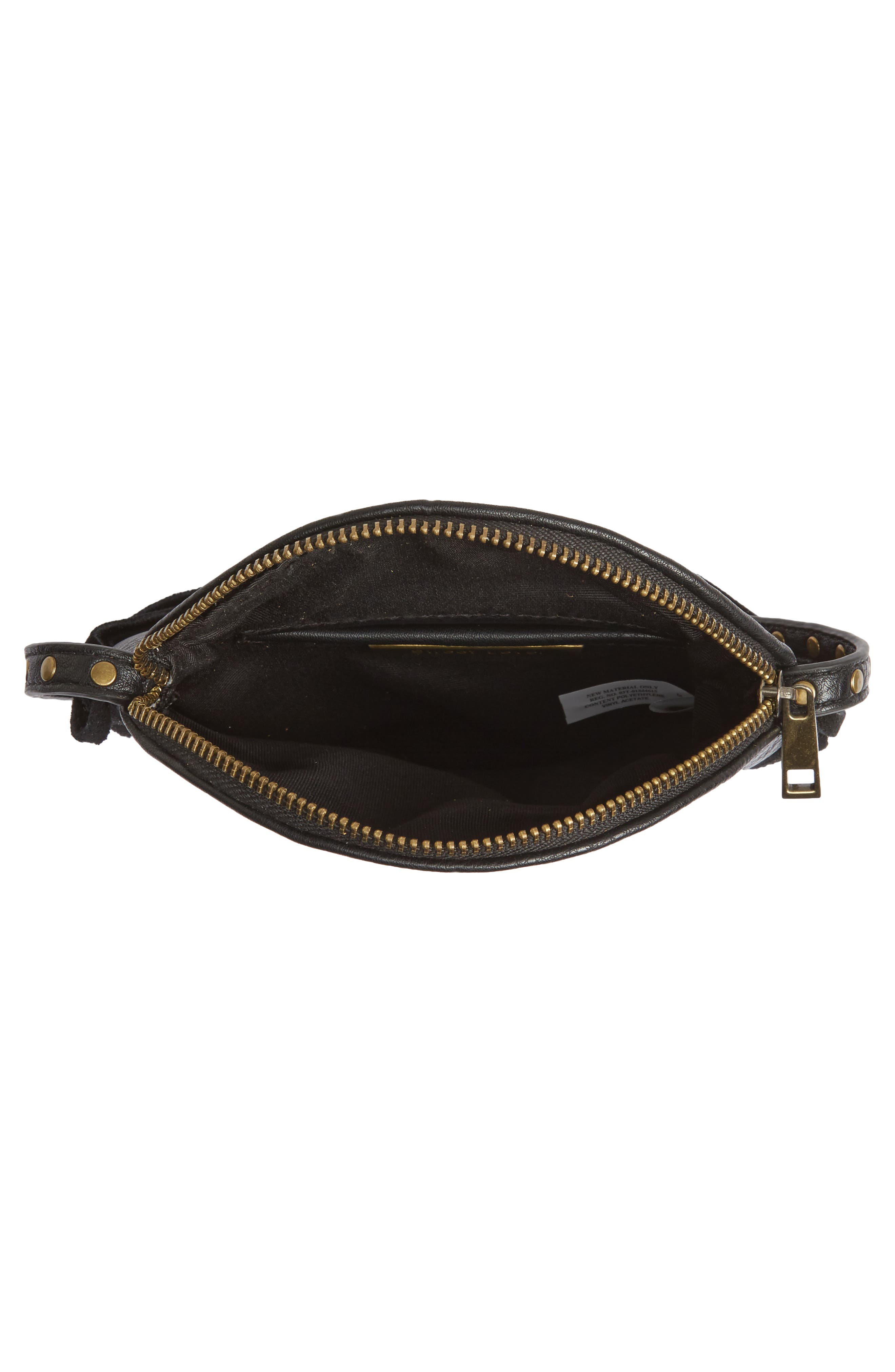 Fringe Faux Leather Round Crossbody Bag, Alternate, color, BLACK