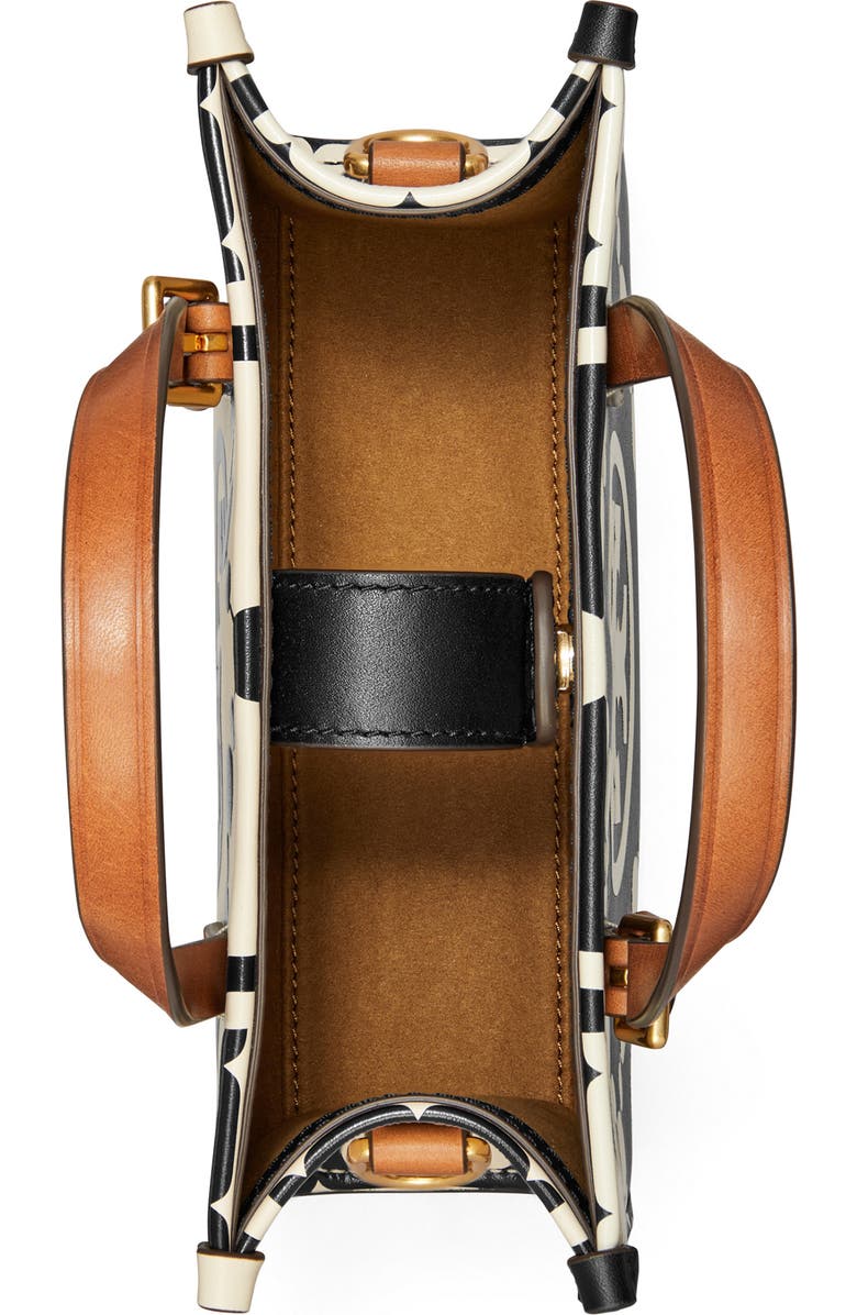 Tory Burch Mini T Monogram Contrast Leather Tote, Alternate, color,