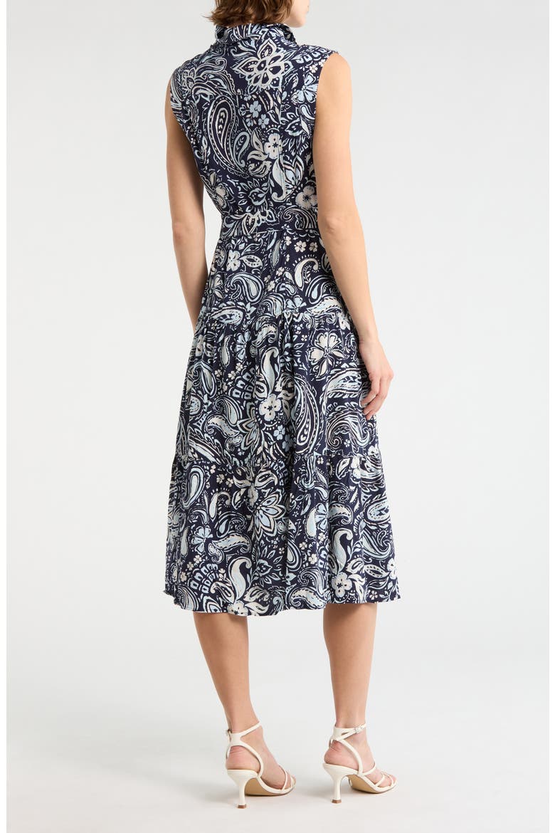 Cap Sleeve Tiered Midi Shirtdress, Alternate, color, NAVY SPRING PAISLEY