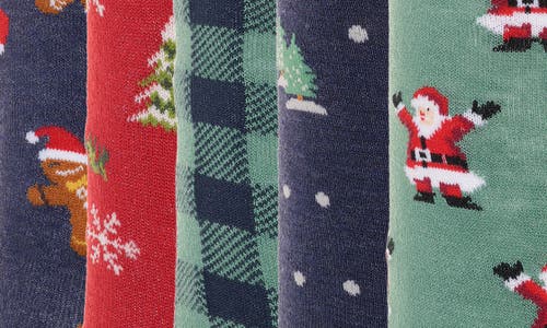 Original Penguin 5-pack Holiday Gingerbread Folk Crew Socks In Blue