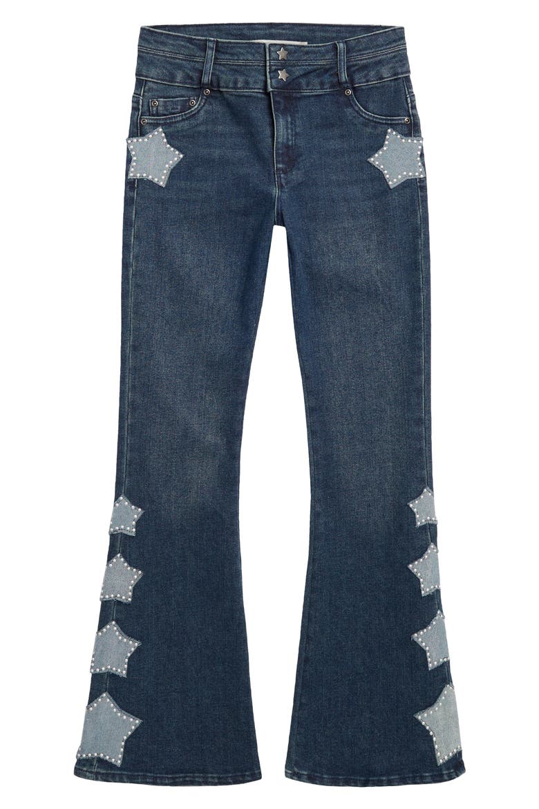 Kids' Star Studded Flare Leg Jeans, Main, color, INDIGO