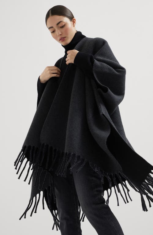 Brunello Cucinelli Wool And Cashmere Poncho In Anthracite