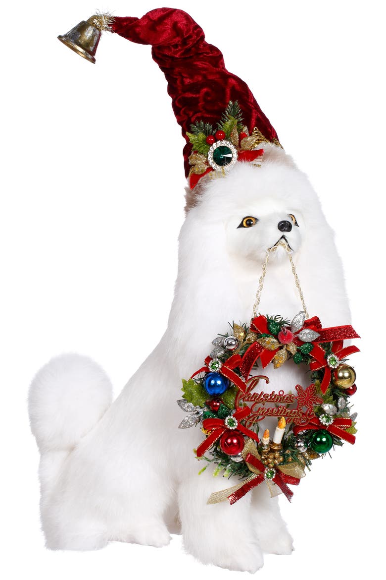 Merry Christmas Sitting Dog, Main, color, White