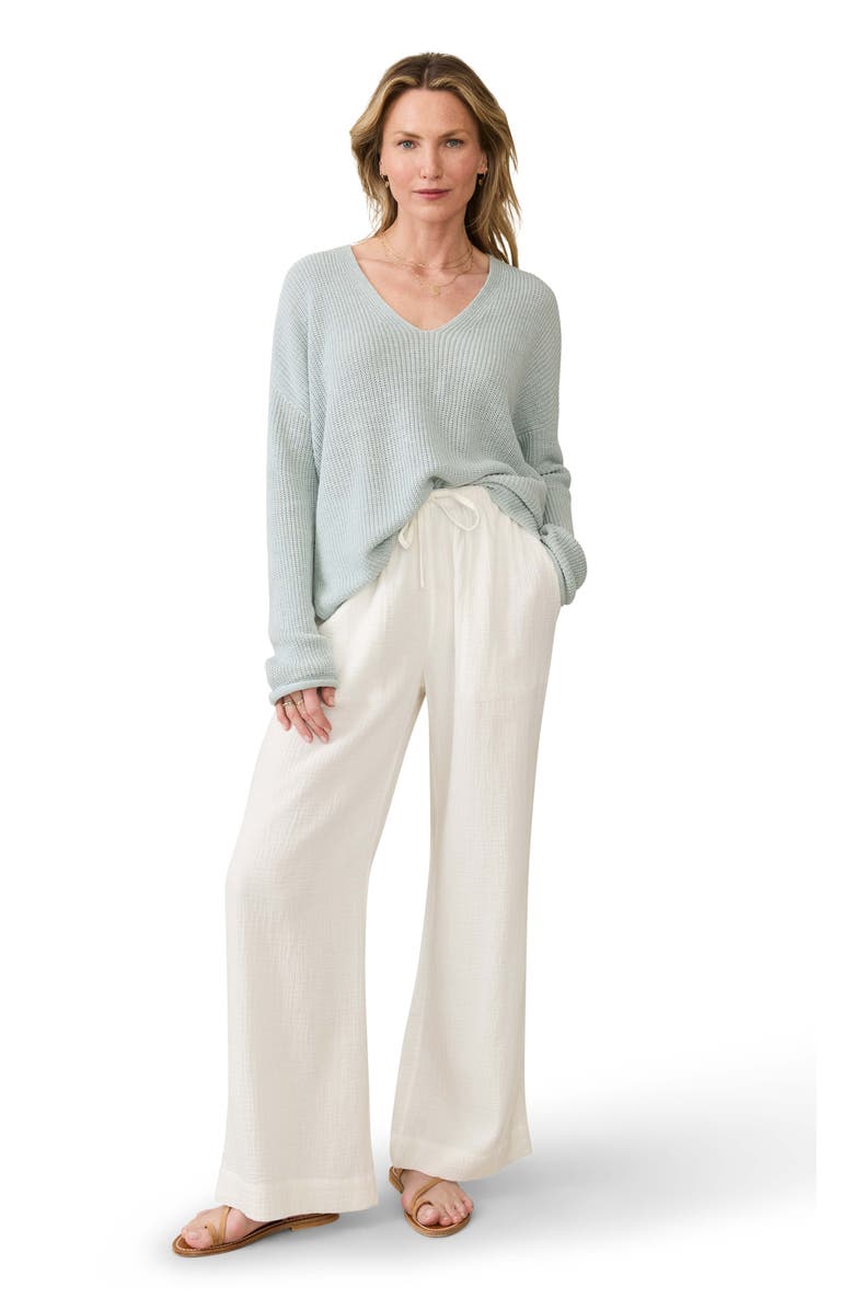 Faherty Dune Organic Cotton Wide Leg Pants, Alternate, color, White