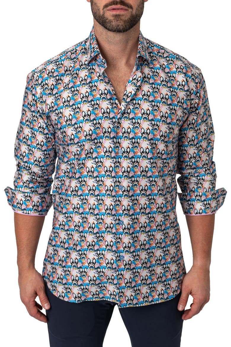 Fibonacci Ears Cotton Button-Up Shirt, Alternate, color, MULTI