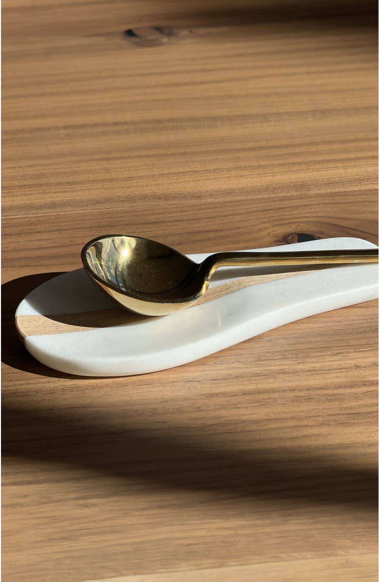 Verve Culture Marble and Wood Spoon Rest, Alternate, color, White