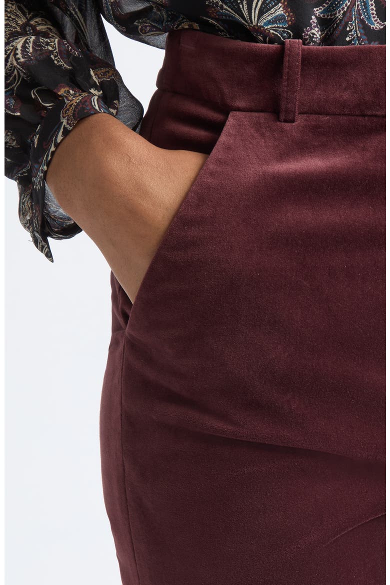 Gracie Flare Leg Velvet Pants, Alternate, color, BURGUNDY