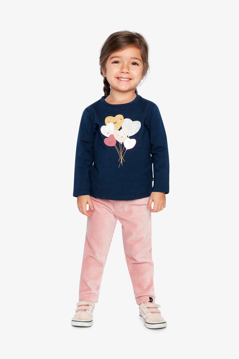 Organic Cotton Heart Balloon Long Sleeve T-Shirt, Alternate, color, Royal Blue and Pink
