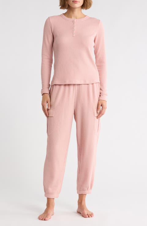 Waffle Knit Henley & Cargo Joggers Pajamas