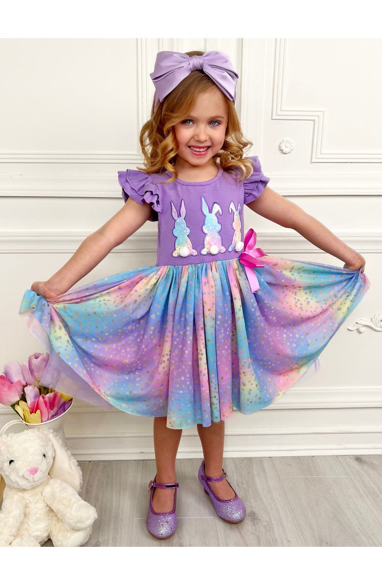 Mia Belle Girls Girls Make It Rain-bows Multicolor Tutu Dress, Alternate, color, Purple