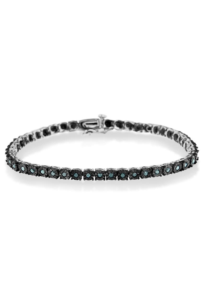 Black Rhodium Plated Silver 1.0 Cttw Diamond Miracle Tennis Bracelet, Main, color, White